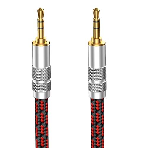 Primeda 3.5mm Aux Cord 2.5ft/0.75m,Audiophile Stereo Audio Cable Braided Gold-Plated Unbreakable for Laptop Tablets,Headphones, Smartphones,Cars,MP3 Players - Image 1