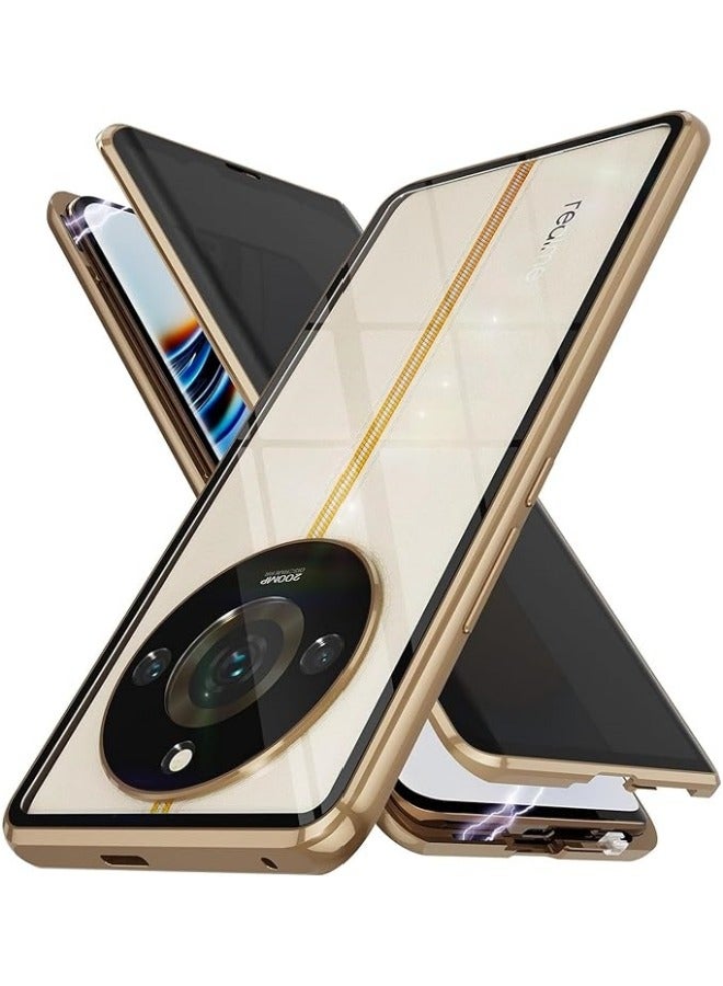 Case Compatible with Realme 11 Pro/11 Pro Plus, Privacy Screen Protector Magnetic Adsorption, Front  Back 360 Degree Total Protection Case with Anti-Peep Tempered Glass