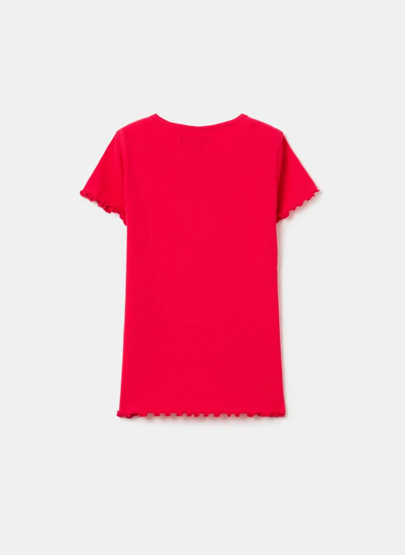 Ovs Ribbed T-Shirt With Wavy Trims