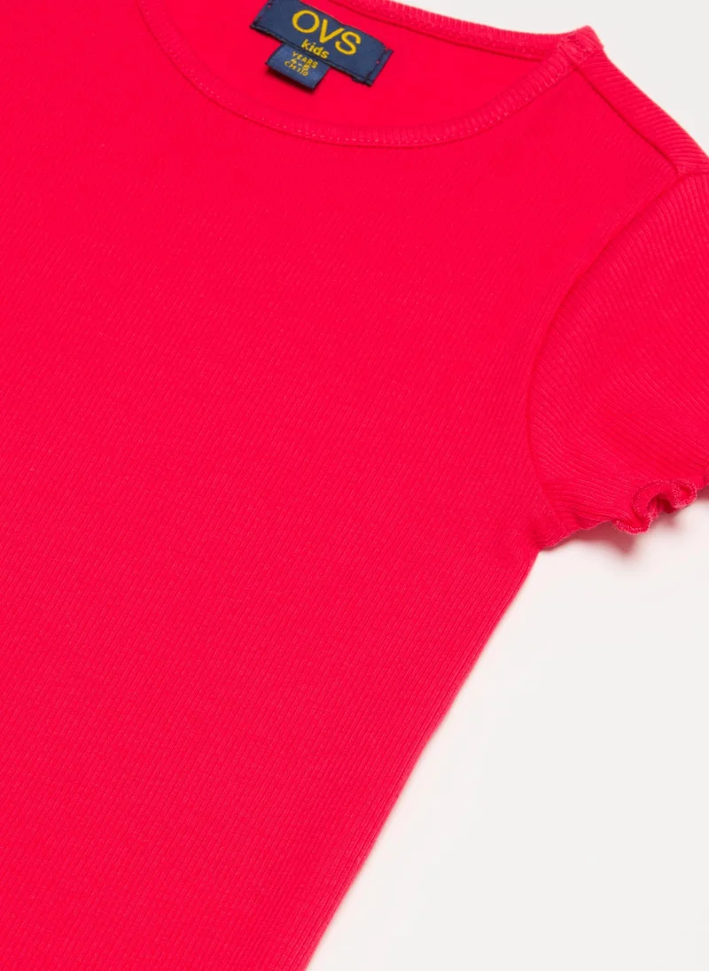 Ovs Ribbed T-Shirt With Wavy Trims