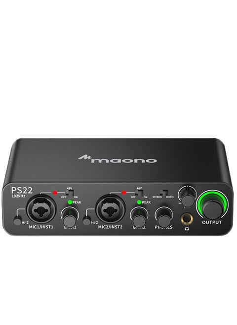 Maono PS22 Audio Interface for Recording, Music Production, Guitar (BLACK)