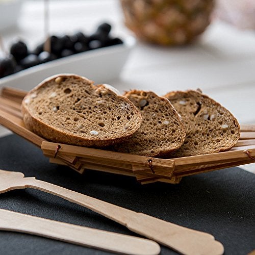 Restaurantware 6.5 Inch Wooden Bread Basket 1 Durable Bamboo Basket For Food - Shatterproof Boat-Shaped Bamboo Serving Basket Sustainable For Parties Or Buffets - Image 3