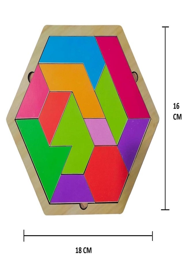 Enorme Wooden Big Hexagon Puzzle for Kids | Colorful Geometric Shape Learning Toy | Montessori Educational Brain Development Puzzle for Toddlers & Children - (Pack of 1) - Image 3
