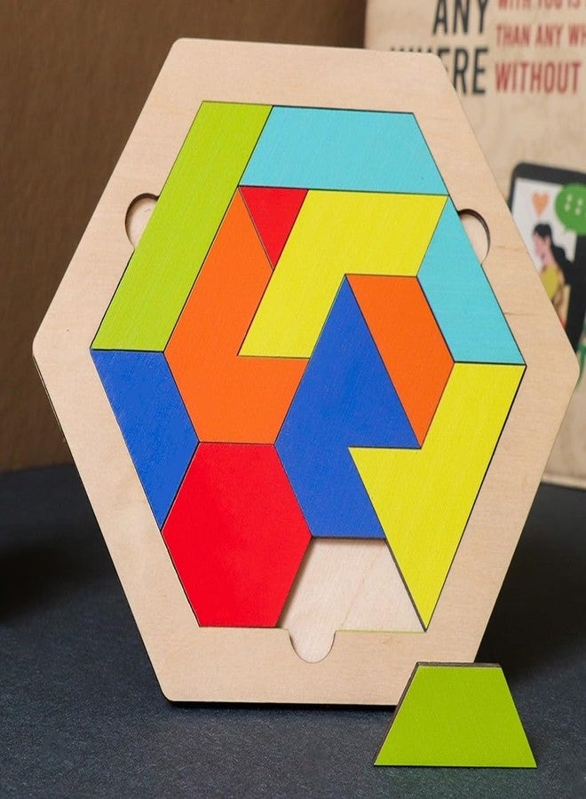 Enorme Wooden Big Hexagon Puzzle for Kids | Colorful Geometric Shape Learning Toy | Montessori Educational Brain Development Puzzle for Toddlers & Children - (Pack of 1) - Image 4