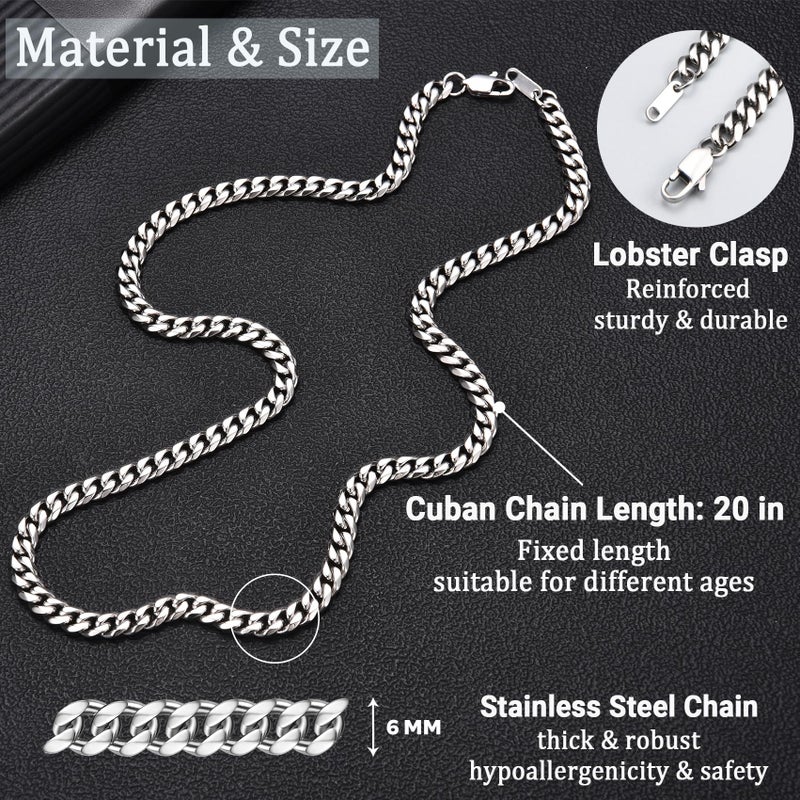 EPIRORA Cuban Link Chain Gifts for Men Boys, 6MM Stainless Steel Mens Cuban Chain Necklace Birthday Christmas Valentines Day Anniversary Presents Jewellery Gifts for Son - Image 3