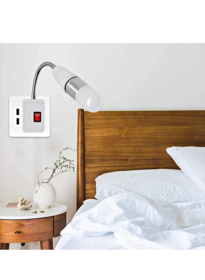 ELTRAZONE Flexible E27 Lamp Bulbs Holder Converter Adapter UK Plug AC Power to E27 LED Bulbs Socket Adapter with On/Off Switch Universal Metal Extension Wall Lights Base - Image 4