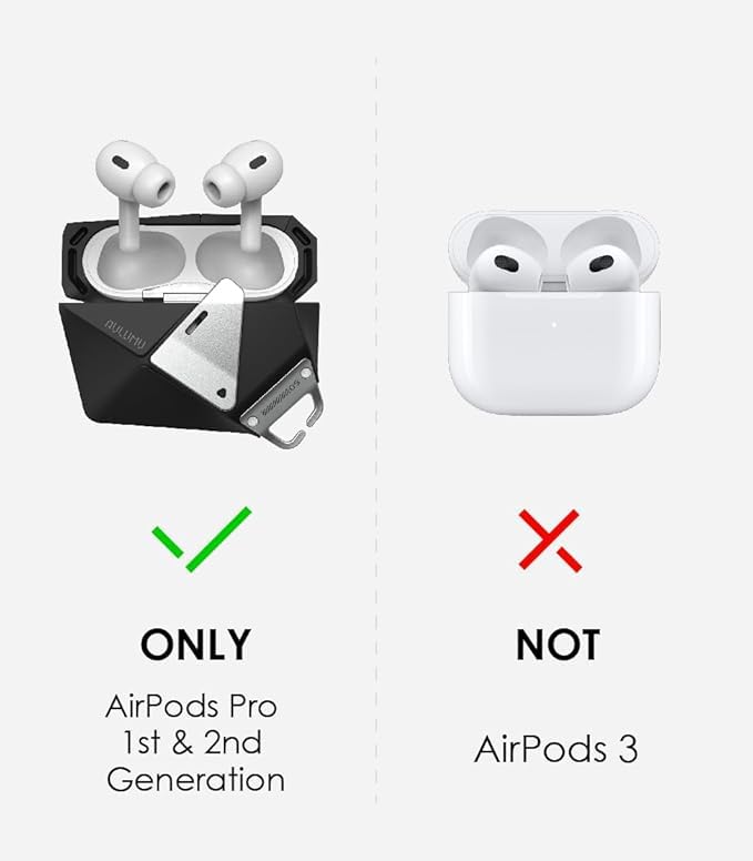 Aulumu A09 Geometric AirPods Pro 2 Case [2nd/1st Generation] with Lock | Protective Cover with Nylon Buckle | Alloy Armour | Compatible with Apple AirPods Pro(2023/2022/2019) - Gray - Image 2