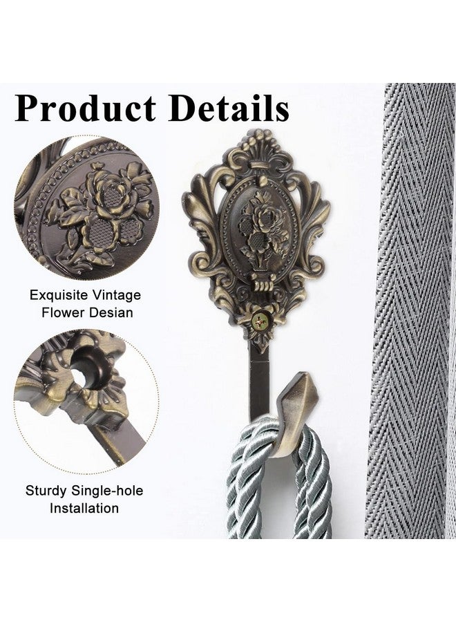 HASTHIP HASTHIP® 2Pcs Vintage Zinc Alloy Wall Hooks, Decorative Carved Design, Multipurpose Hooks, Used to Hang Clothes, Bags, Coats, Curtain Hold Backs and Keys (Antique Cyan) - Image 3