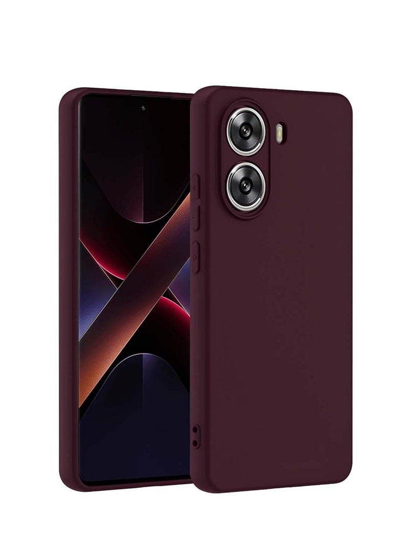 Wtech Xiaomi Poco X7 Pro 5G 2025 Premium Soft Liquid Silicone Case Cover - Maroon - Image 1