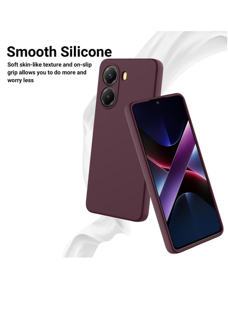Wtech Xiaomi Poco X7 Pro 5G 2025 Premium Soft Liquid Silicone Case Cover - Maroon - Image 3