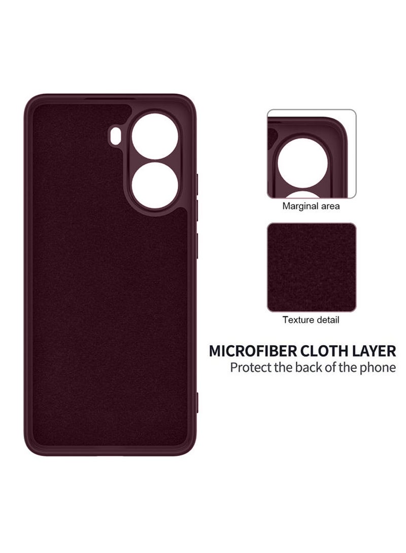 Wtech Xiaomi Poco X7 Pro 5G 2025 Premium Soft Liquid Silicone Case Cover - Maroon - Image 4