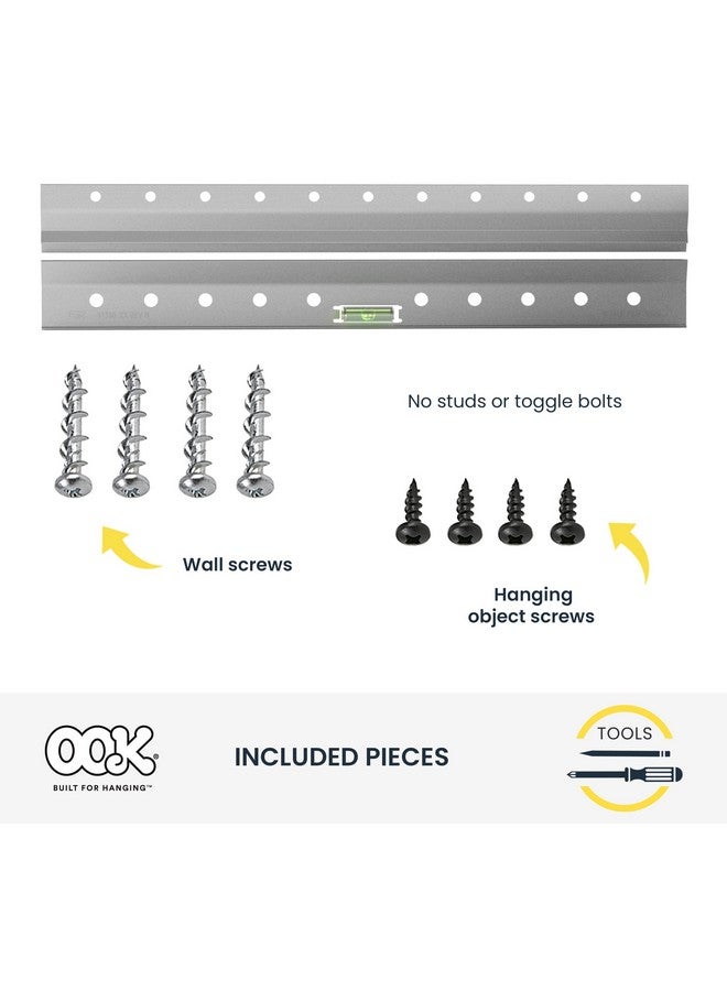 OOK French Cleat, Picture and Mirror Hanger with Hardware, 100lb, Aluminum, 533208 - Image 2