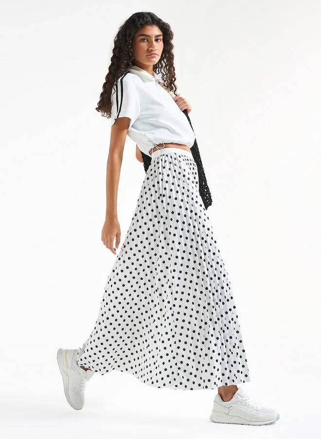 Splash FAV All-Over Polka Dot Print A-line Skirt with Elasticated Waistband