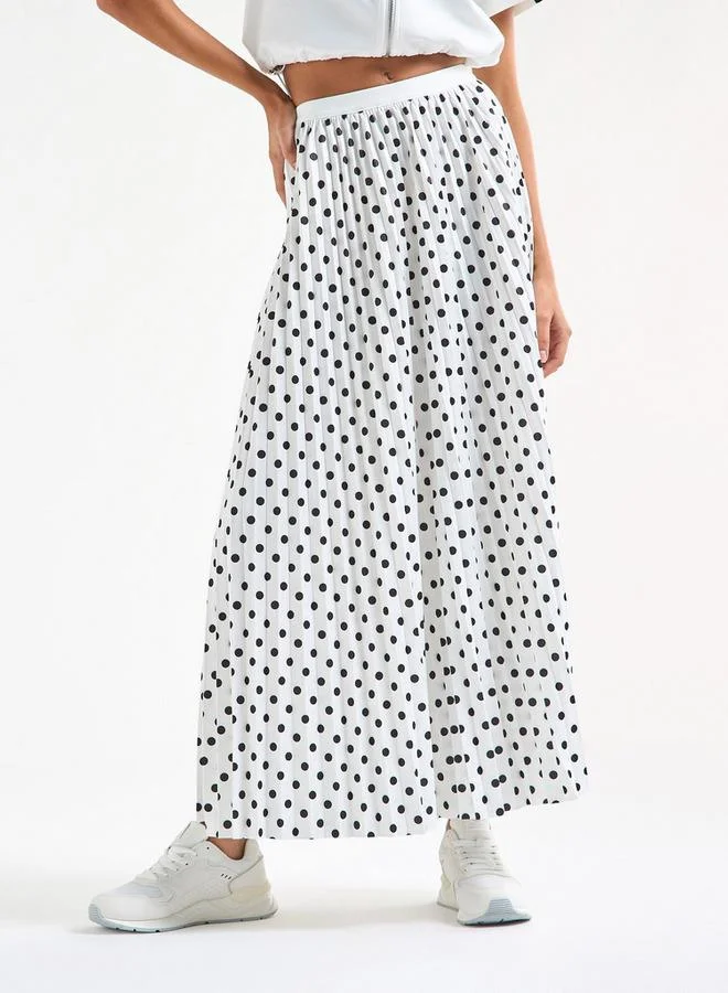 Splash FAV All-Over Polka Dot Print A-line Skirt with Elasticated Waistband