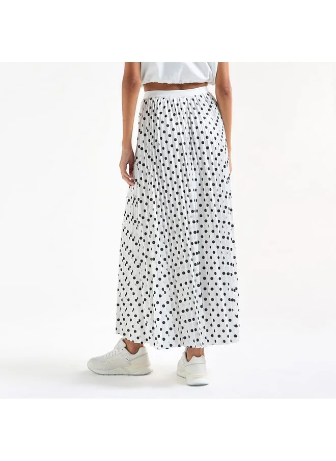 FAV All-Over Polka Dot Print A-line Skirt with Elasticated Waistband