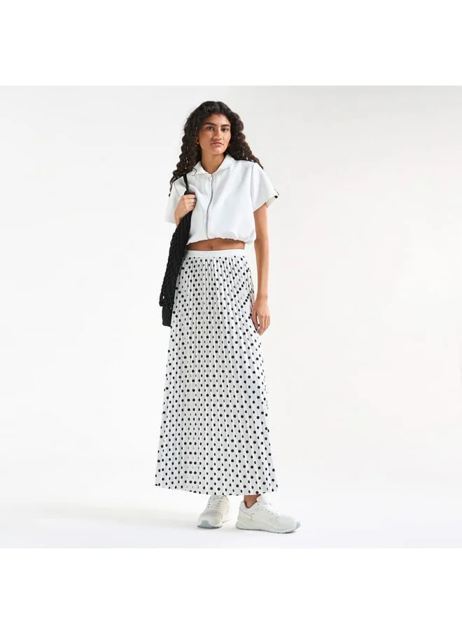 FAV All-Over Polka Dot Print A-line Skirt with Elasticated Waistband
