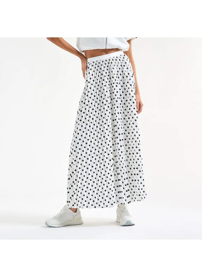 FAV All-Over Polka Dot Print A-line Skirt with Elasticated Waistband