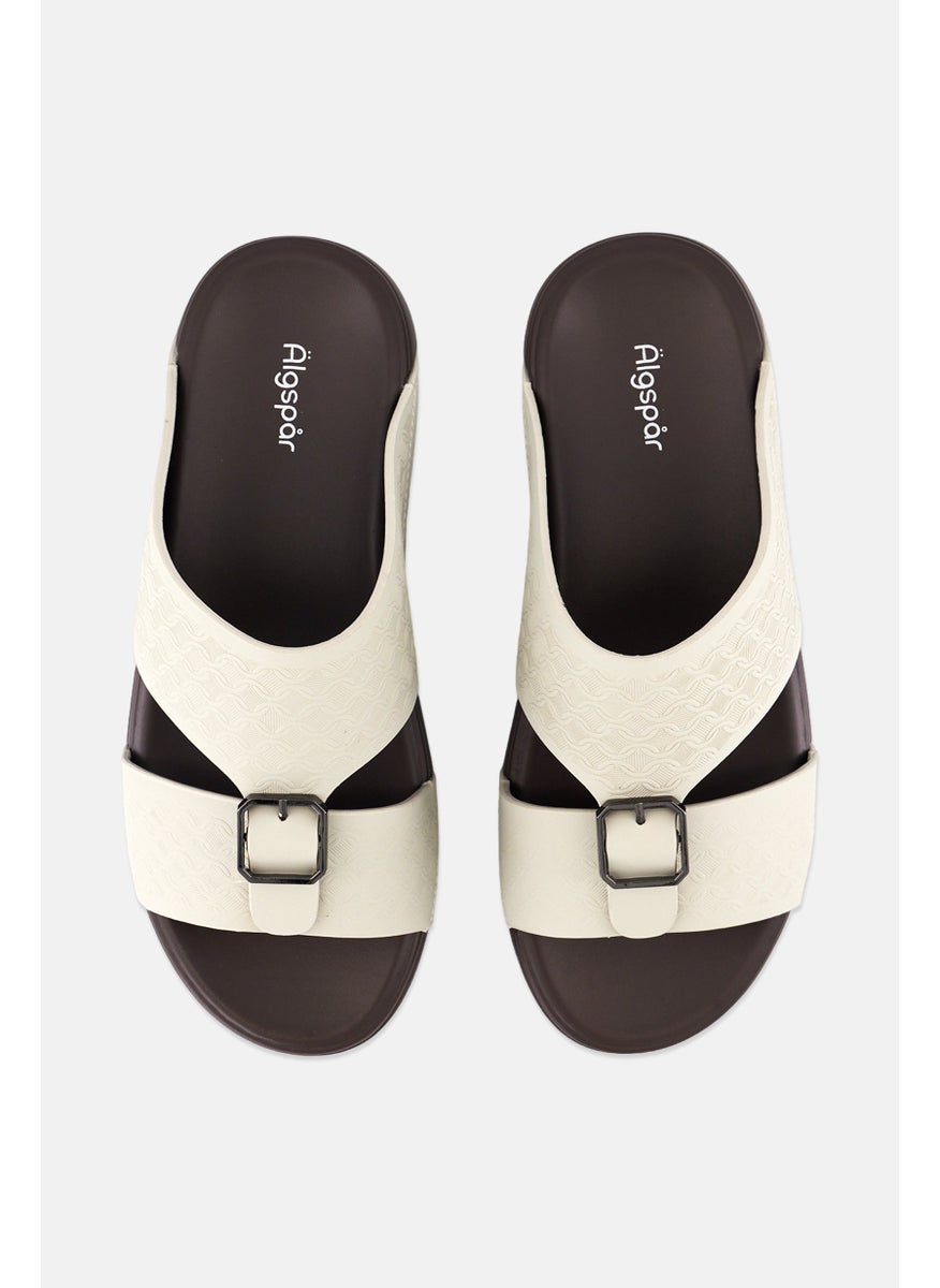 Algspar Men 2 Strap Slip On Arabic Sandals, Beige  - Image 3