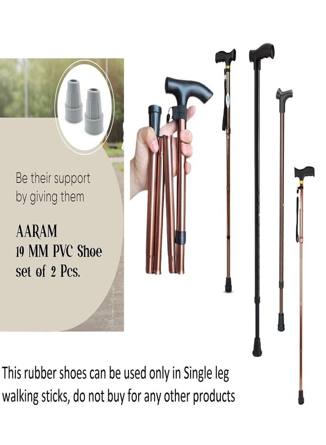 Aaram Single leg Walking Stick Rubber Shoes Ferrules 2 Pcs For 19mm or 3/4inch Pipe - Improves Grip, Stability, And Durability of single pole Walking Sticks - Image 4