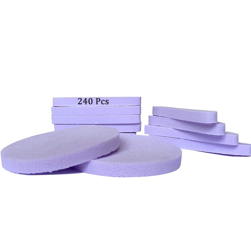 Tegelrying Facial Sponge Compressed240 Count PVA Professional Makeup Removal Wash Round Face Sponge Pads Exfoliating Cleansing for WomenPurple