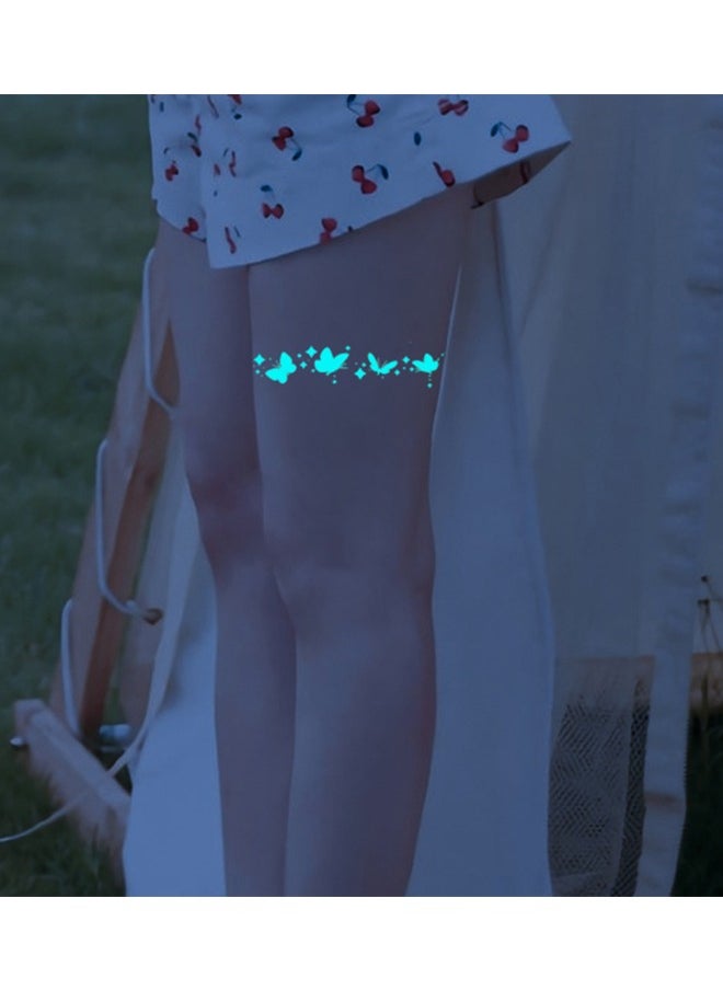 Generic - Henna tattoo Luminous tattoo sticker white butterfly star pendant Temporary  Leg Ring Neck Ring sticker Long-lasting Waterproof arm hand clavicle  personalized decoration For Festival Party - Image 1