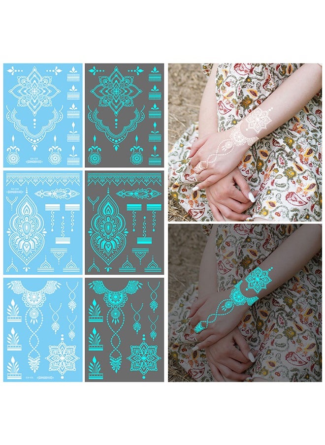 Generic - Henna tattoo Luminous tattoo sticker white butterfly star pendant Temporary  Leg Ring Neck Ring sticker Long-lasting Waterproof arm hand clavicle  personalized decoration For Festival Party - Image 1