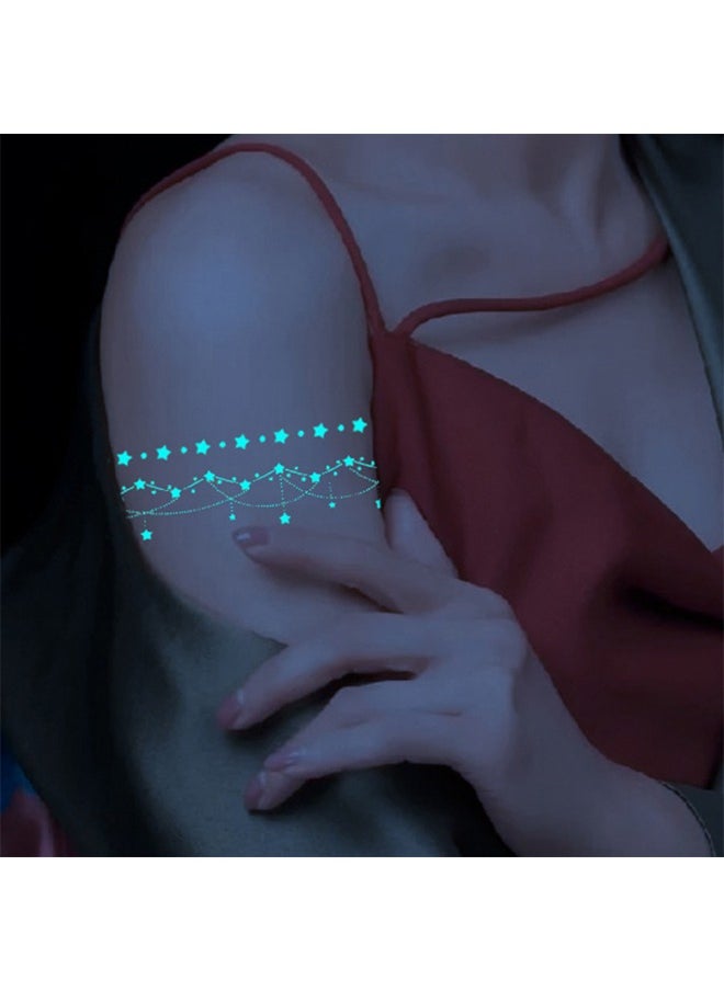 Generic - Henna tattoo Luminous tattoo sticker white butterfly star pendant Temporary  Leg Ring Neck Ring sticker Long-lasting Waterproof arm hand clavicle  personalized decoration For Festival Party - Image 1