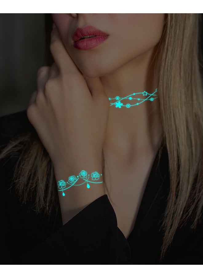 Generic - Henna tattoo Luminous tattoo sticker white butterfly star pendant Temporary  Leg Ring Neck Ring sticker Long-lasting Waterproof arm hand clavicle  personalized decoration For Festival Party - Image 1