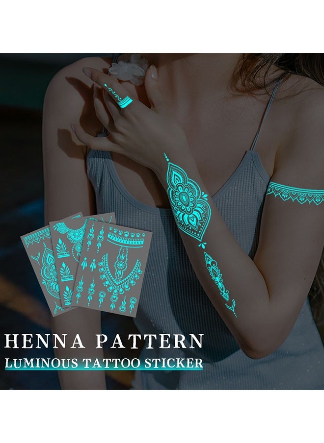 Generic - Henna tattoo Luminous tattoo sticker white butterfly star pendant Temporary  Leg Ring Neck Ring sticker Long-lasting Waterproof arm hand clavicle  personalized decoration For Festival Party - Image 1