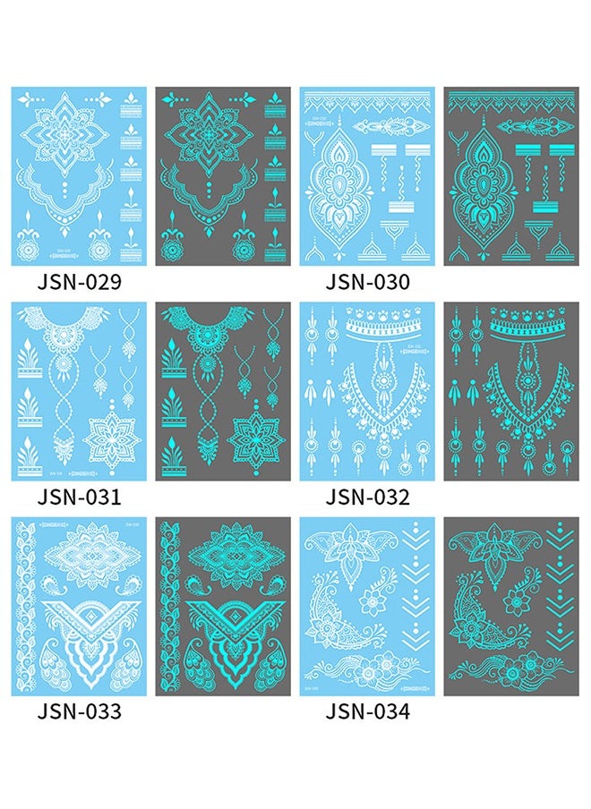 Generic - Henna tattoo Luminous tattoo sticker white butterfly star pendant Temporary  Leg Ring Neck Ring sticker Long-lasting Waterproof arm hand clavicle  personalized decoration For Festival Party - Image 1