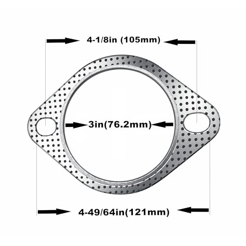 Strongthium 2 Pcs 3" Exhaust Gasket 2 Bolt for 3 Inch Muffler Flange Manifold 120-07610-0002 - Image 3