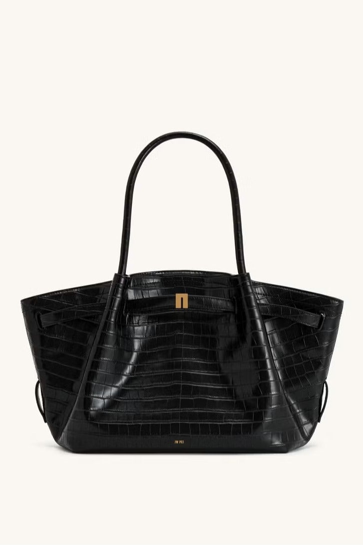JW PEI Hana Medium Tote Bag - Black Croc - Image 2