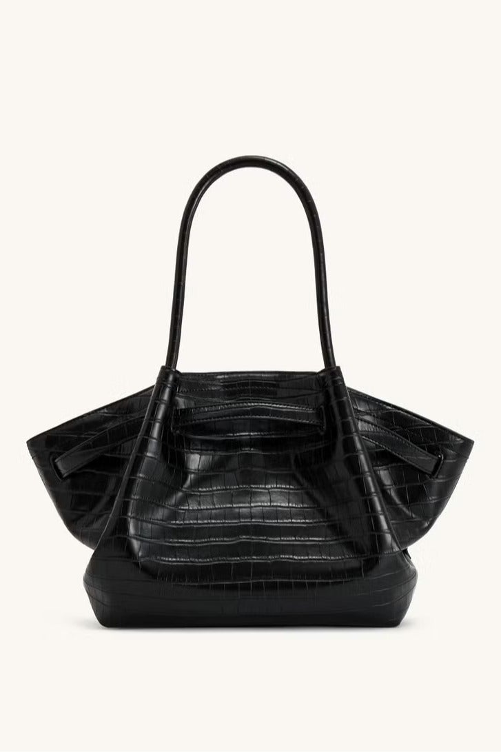 JW PEI Hana Medium Tote Bag - Black Croc - Image 4