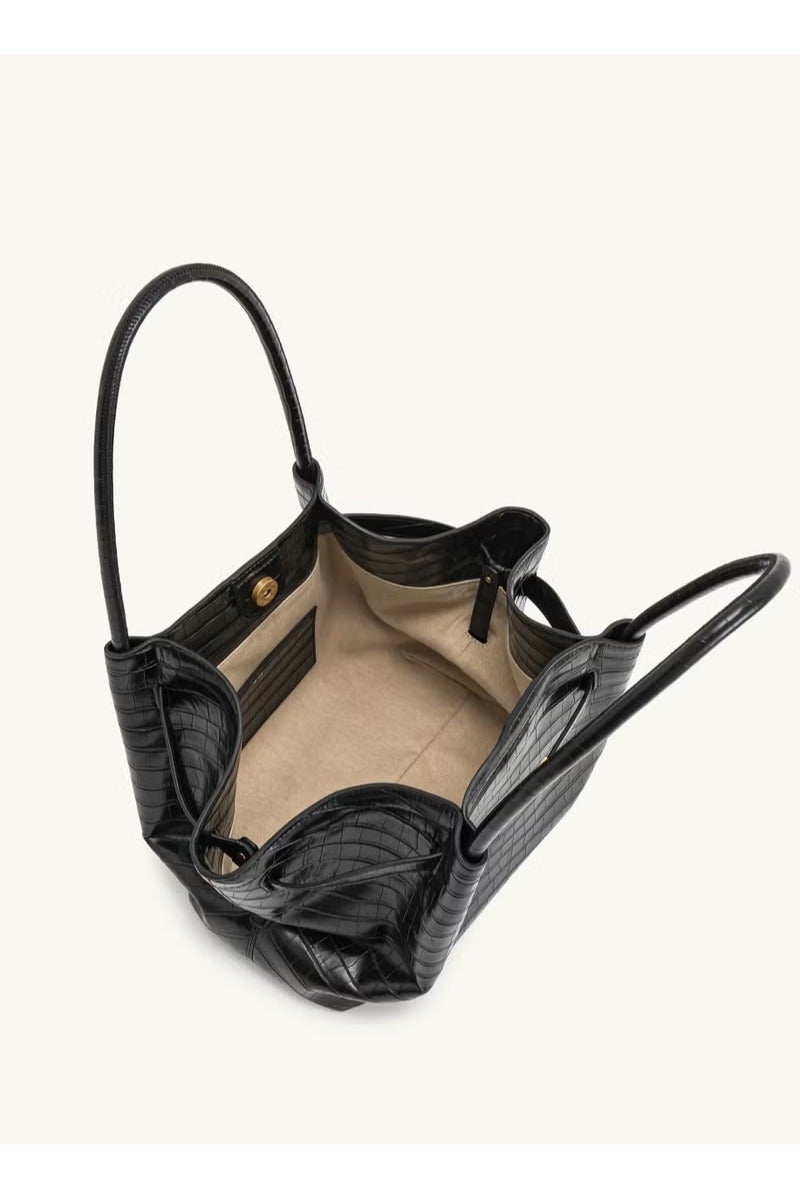 JW PEI Hana Medium Tote Bag - Black Croc - Image 5