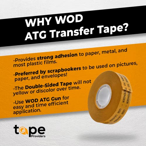 WOD Tape WOD General Purpose ATG Tape, 1/2 inch x 36 yds. (Set of 6 Rolls) Adhesive Transfer Tape Glider Refill Rolls Clear Adhesive on Gold Liner (Acid Free) RWATG20 - Image 2