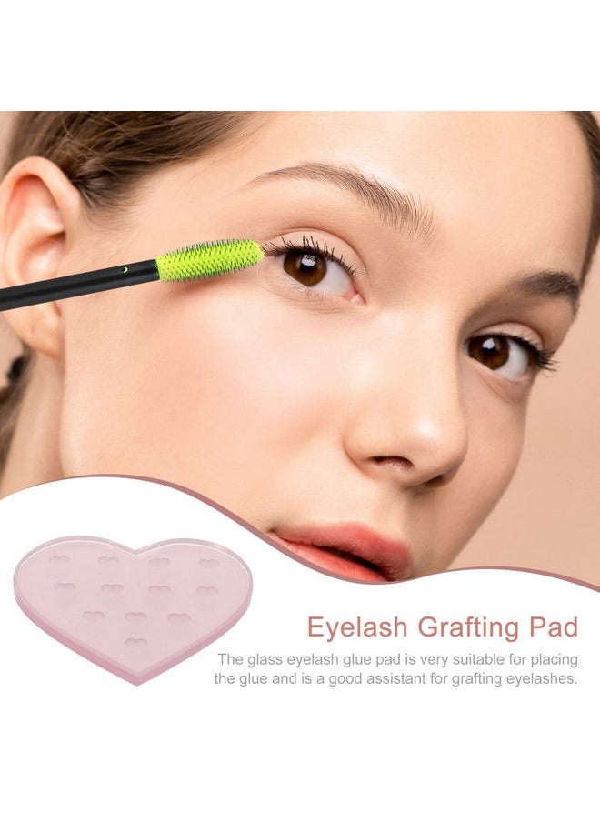 Beaupretty Glass Eyelash Extensions Tray Heart Shaped Lash Pallet Lash Tile Holder Strip Lash Organizer Eyelash Extension Tool Pink  - Image 5
