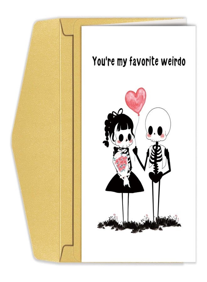 Goroar Cute Skeleton Love Card, Spooky Valentines Day Card for Him Her Family Friends, Dark Humor Anniversary Card for Husband Wife - Image 1