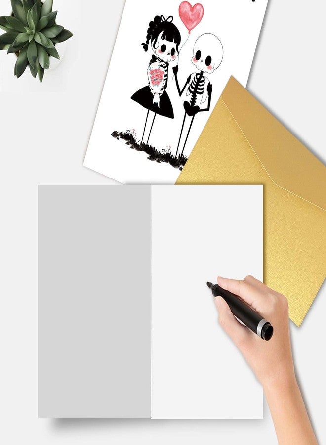 Goroar Cute Skeleton Love Card, Spooky Valentines Day Card for Him Her Family Friends, Dark Humor Anniversary Card for Husband Wife - Image 3