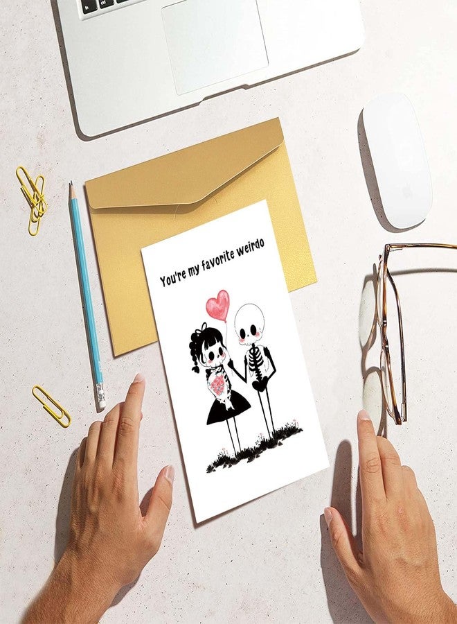 Goroar Cute Skeleton Love Card, Spooky Valentines Day Card for Him Her Family Friends, Dark Humor Anniversary Card for Husband Wife - Image 5