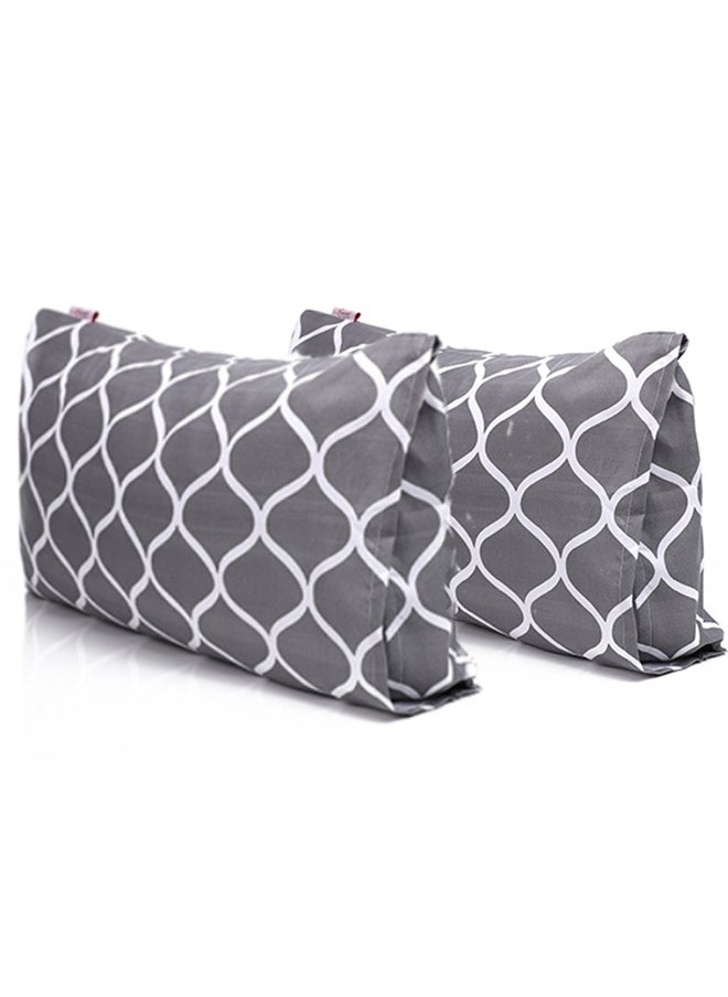 snooze Flat Bed Sheet set 3pcs, 220*235 cm+ Free 2 Pillowcases, Gray waves design  - Image 2