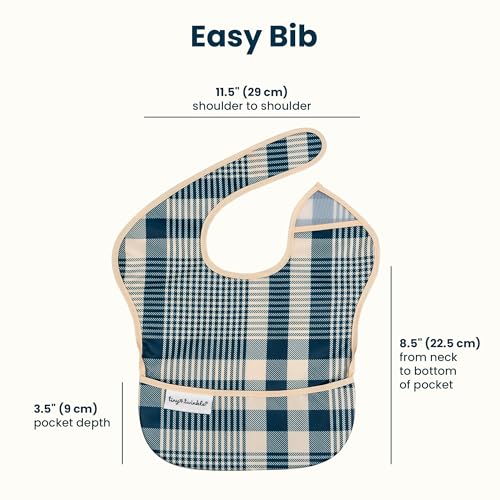 Tiny Twinkle Mess-Proof Baby Bibs for Eating | Waterproof, Wipeable Toddler Bibs with Catch-All Pocket | Feeding Bibs for Girls & Boys(3 Pack,Gingham,Grid) - Image 5