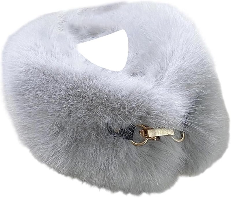 Light Grey Faux Fur Scarf Winter Neck Wrap For Women And Men Soft Animal Print Fashion Accessory - Image 1