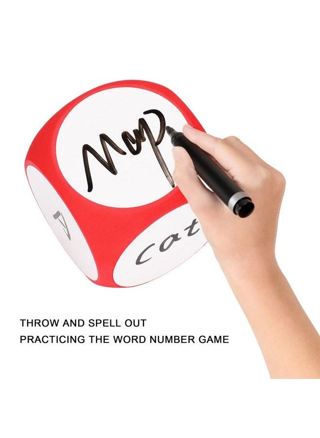Asixxsix - Dry Erase Block 4X4 Inches Large Write On Wipe Off Dry Erase Dice Multipurpose Educational Dice Dry Erase Cube Draw Letters Numbers White Board Dice Cube For Classroom Game Kids(Red) - Image 1