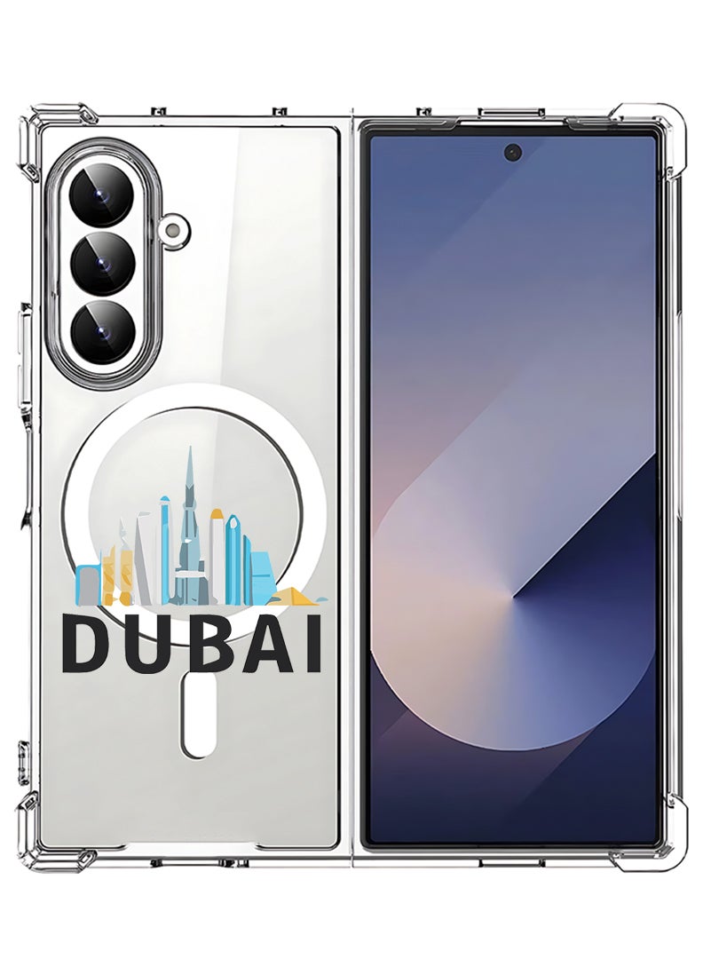 Theodor Magnetic Case for Samsung Galaxy Z Fold 7 Compatible with MagSafe Wireless Charging, Shockproof Phone Bumper Cover Dubai Black - Image 1