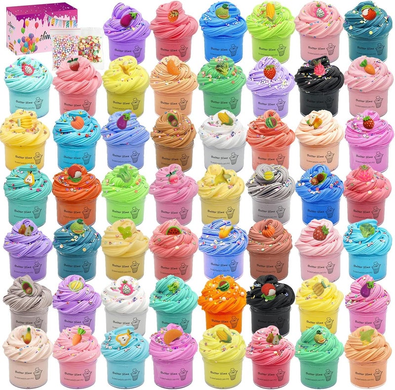 FJAZUFSA 54 Pack Butter Slime Toy kit Super Soft and NonStickyVery Suitable Birthday Gifts for Boys and GirParty FavorsStress Relief ToysEaster Filling Stuffers - Image 2
