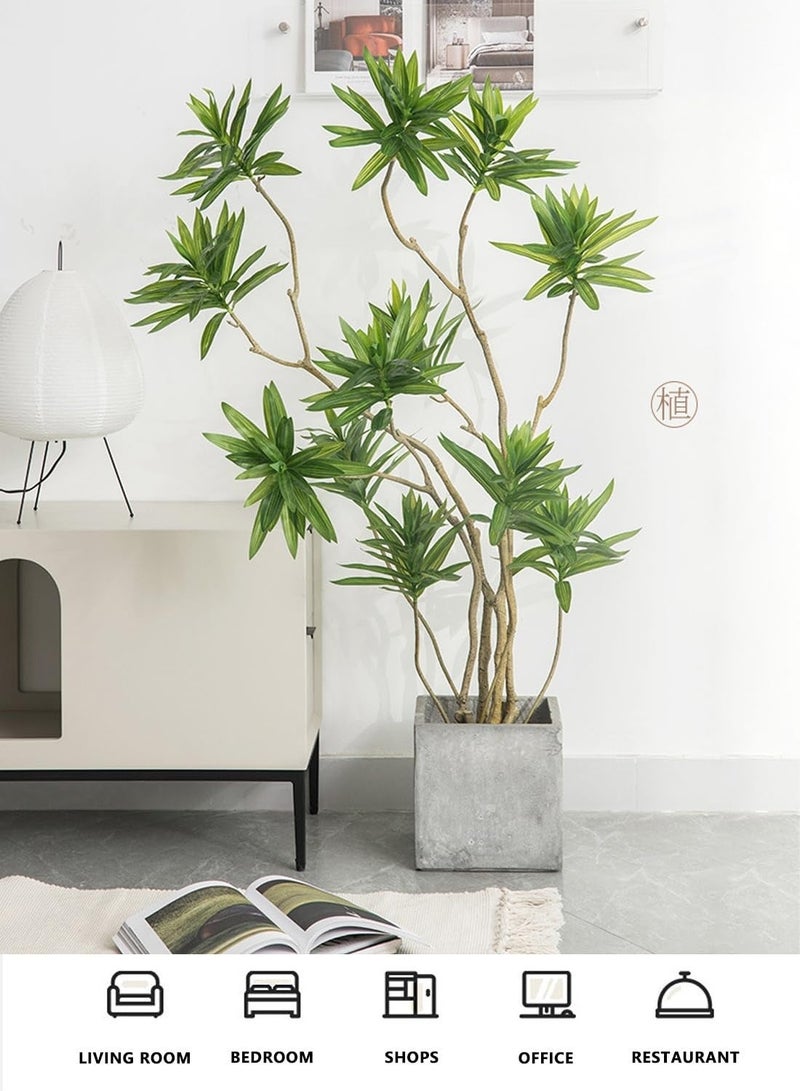 Sinyin Large Artificial Song of India Plant with Woven Basket Pot, Realistic Faux Lily Bamboo Tree for Living Room Bedroom Office Hotel Decoration, Modern Indoor Home Decor - Image 2