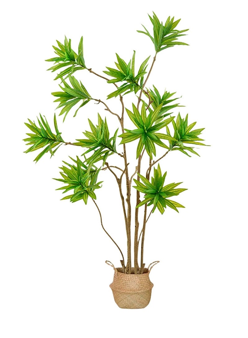 Sinyin Large Artificial Song of India Plant with Woven Basket Pot, Realistic Faux Lily Bamboo Tree for Living Room Bedroom Office Hotel Decoration, Modern Indoor Home Decor - Image 1