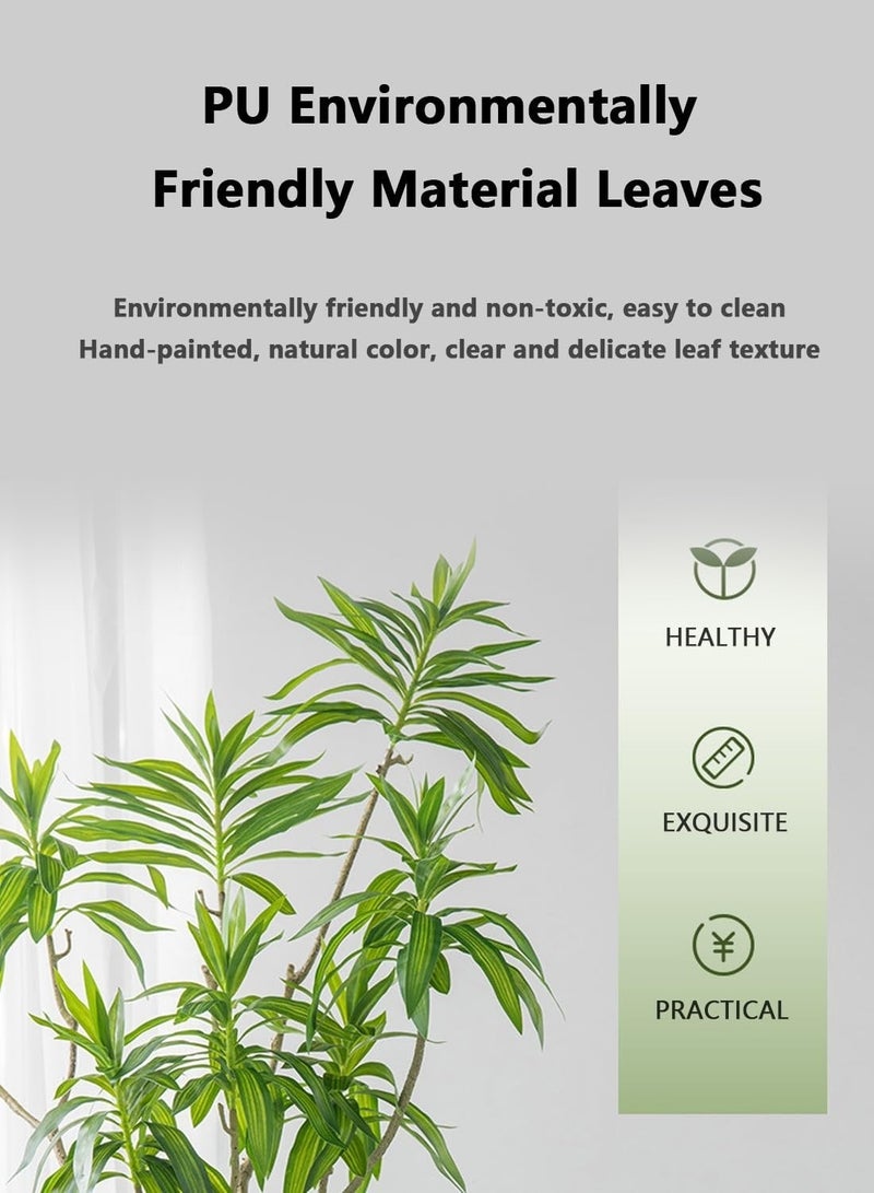 Sinyin Large Artificial Song of India Plant with Woven Basket Pot, Realistic Faux Lily Bamboo Tree for Living Room Bedroom Office Hotel Decoration, Modern Indoor Home Decor - Image 3
