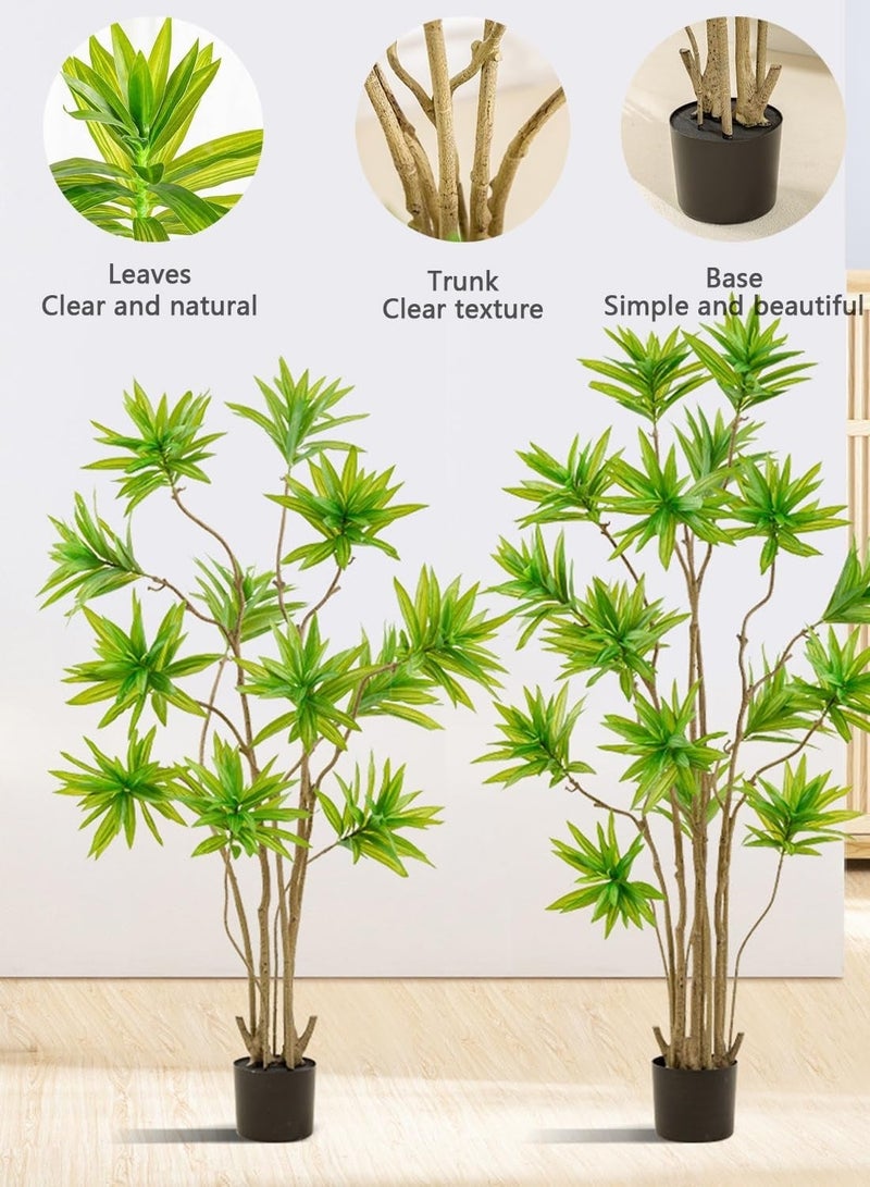 Sinyin Large Artificial Song of India Plant with Woven Basket Pot, Realistic Faux Lily Bamboo Tree for Living Room Bedroom Office Hotel Decoration, Modern Indoor Home Decor - Image 5