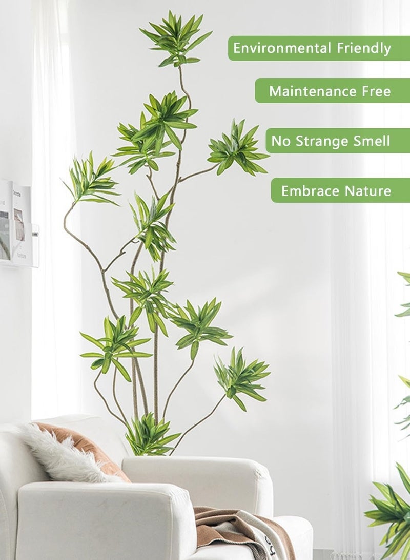 Sinyin Large Artificial Song of India Plant with Woven Basket Pot, Realistic Faux Lily Bamboo Tree for Living Room Bedroom Office Hotel Decoration, Modern Indoor Home Decor - Image 4